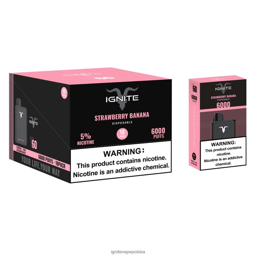 Ignite E Papieros Cena | IGNITE V60 vape pen 10 szt truskawka Banan 0648NZ27